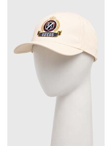 Guess berretto da baseball in cotone colore beige con applicazione