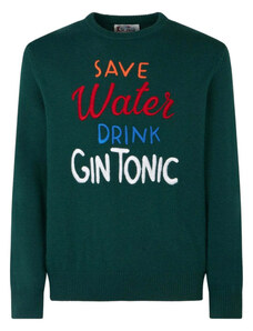 Mc2 Saint Barth Maglia girocollo con ricamo Save water drink Gin Tonic