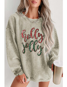 Robingly Green Corduroy Christmas Tree Sequin Graphic Sweatshirt