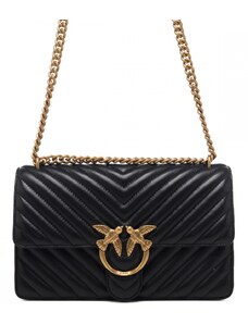 Pinko borsa a tracolla donna love one in pelle nero oro
