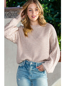 Robingly Parchment Chunky Knit Sleeve Drop Shoulder Sweater