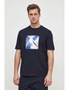 Armani Exchange t-shirt in cotone uomo colore blu navy con applicazione