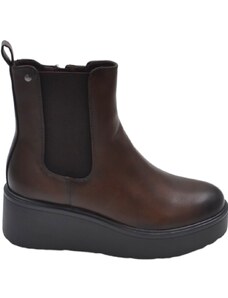 Malu Shoes Stivaletti donna platform zip laterale boots combat marrone nero impermeabile fondo alto zeppa 5cm moda tendenza