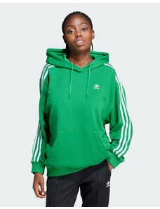 adidas Originals - Adicolor - Felpa oversize verde con cappuccio e 3 strisce