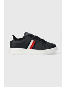 Tommy Hilfiger sneakers in pelle SUPERCUP LTH STRIPES ESS colore blu navy FM0FM04895
