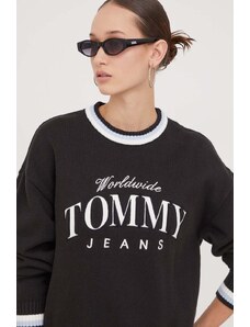Tommy Jeans maglione in cotone colore nero