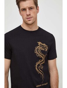 Armani Exchange t-shirt in cotone uomo colore nero con applicazione