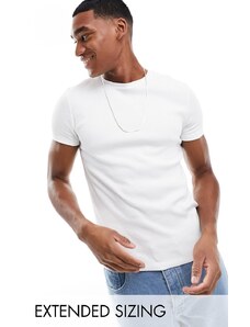 ASOS DESIGN - T-shirt attillata a coste bianca-Bianco