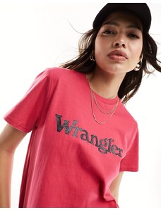 Wrangler - T-shirt rosa con logo