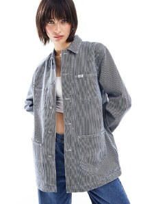 Lee - Camicia giacca taglio lungo blu in denim a righe