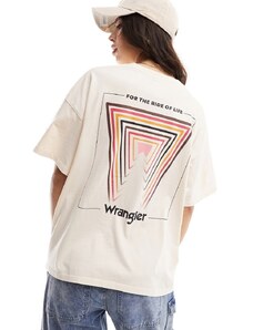 Wrangler - T-shirt girlfriend rosa pallido con stampa sul retro
