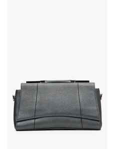 Women's Dark Grey Leather Shoulder Bag Estro ER00113774