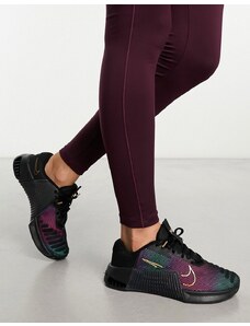 Nike Training - Metcon 9 - Sneakers nere e rosa metallizzate
