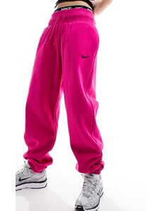 Nike - Joggers rosa oversize in pile con logo piccolo