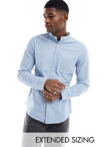 ASOS DESIGN - Camicia Oxford slim blu polvere tinta in filo