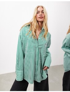 ASOS Edition - Camicia oversize in cotone verde a righe-Multicolore