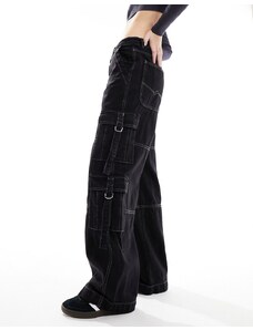 Pimkie - Jeans cargo con fondo ampio nero slavato