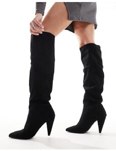 ASOS DESIGN - Clove - Stivali al ginocchio extra larghi con tacco conico neri-Nero