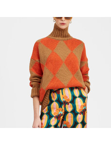 La DoubleJ Knitwear gend - Argyle Sweater Camel/Orange XS 48%ALPACA SUPERFINE 36%POLIACRILYC 9%POLYAMIDE 7%POLYESTER