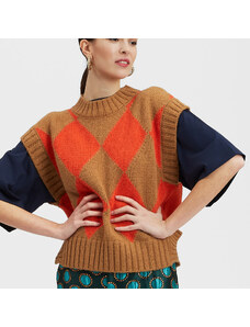La DoubleJ Knitwear gend - Argyle Gilet Camel / Orange XS 48%ALPACA SUPERFINE 36%POLIACRILYC 9%POLYAMIDE 7%POLYESTER