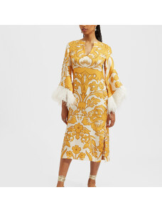 La DoubleJ Dresses gend - The Kaftan (With Feathers) Va-Va Gold M 100% Silk