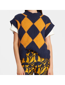 La DoubleJ Knitwear gend - Argyle Gilet Navy & Yellow L 48% Alpaca Superfine 36% Poliacrilyc 9% Polyamide 7% Polyester