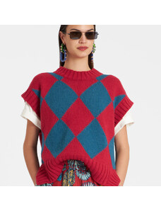 La DoubleJ Knitwear gend - Argyle Gilet Red & Blue M 48% Alpaca Superfine 36% Poliacrilyc 9% Polyamide 7% Polyester
