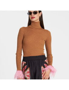 La DoubleJ Knitwear gend - High Kick Top Camel L 70% Cashmere 27% Silk 3%Ostrich Feathers