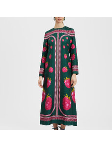 La DoubleJ Dresses gend - Long Sleeve Swing Dress Lampone Placée Emerald M 100% Silk