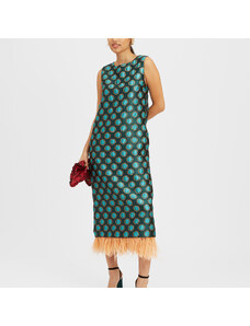 La DoubleJ Dresses gend - Column Dress Winter Sun Emerald L 78%Polyester 9%Metal 7%Silk 4%Polyammide 2%Ostrich Feathers