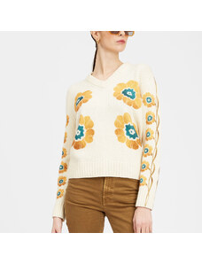La DoubleJ Knitwear gend - V-Neck Boy Sweater Daisychain Placée Off White L 70%Wool 30%Cashmere