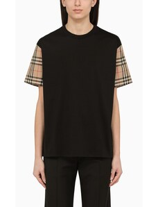Burberry T-shirt girocollo nera con check