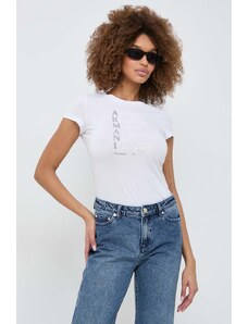 Armani Exchange t-shirt in cotone donna colore bianco