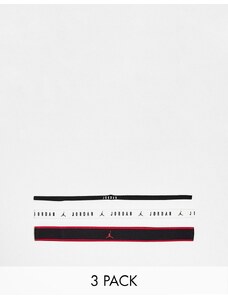 Nike - Jordan - Confezione da 3 paia di fasce larghe miste color nero, bianco e rosso-Multicolore