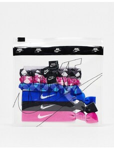 Nike - Confezione da 6 elastici per capelli misti multicolore con borsetta