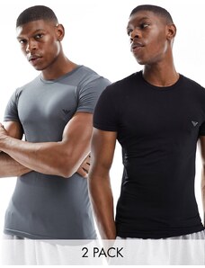 Emporio Armani - Bodywear Bamboo - Confezione da 2 T-shirt nera e grigia-Multicolore