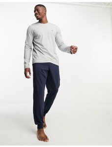 Emporio Armani - Bodywear - Set pigiama grigio e blu navy con fondo elaticizzato