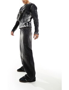 COLLUSION - X000 - Jeans ampi a vita bassa nero slavato