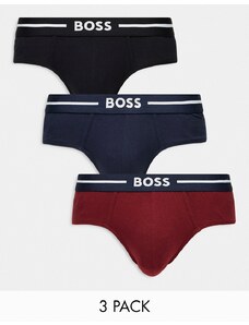 BOSS Bodywear - Confezione da 3 slip a vita bassa neri, rossi e blu-Multicolore
