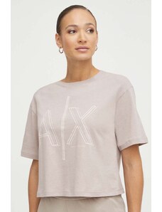 Armani Exchange t-shirt in cotone donna colore beige