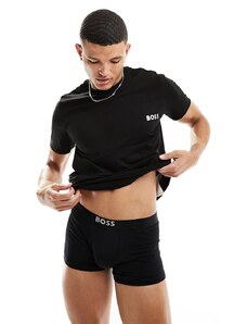 BOSS Bodywear - Set regalo con T-shirt e boxer aderenti neri con logo-Nero