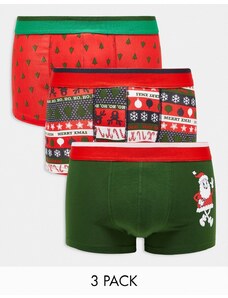 Only & Sons - Confezione regalo da 3 boxer aderenti natalizi-Multicolore