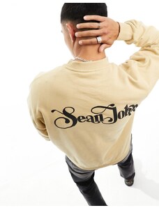 Sean John - Felpa rétro beige con scritta stampata sul petto e sul retro-Neutro