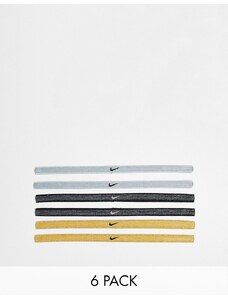 Nike - Confezione da 6 fasce stampate in vari colori metallizzati-Multicolore