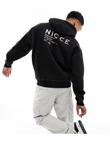 Nicce - Felpa nera con cappuccio e stampa del logo distorta-Nero