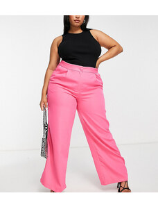 Trendyol Plus - Pantaloni con fondo ampio rosa