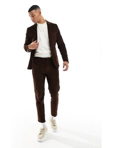 Gianni Feraud - Pantaloni da abito taglio corto in velluto a coste marrone