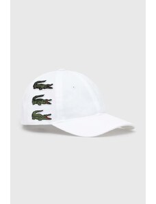 Lacoste berretto da baseball in cotone colore bianco con applicazione RK3523 001