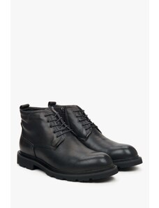 Men's Black Lace-Up Ankle Boots for Winter Estro ER00112195