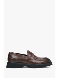 Men's Saddle Brown Penny Loafers made of Genuine Leather Estro ER00113937